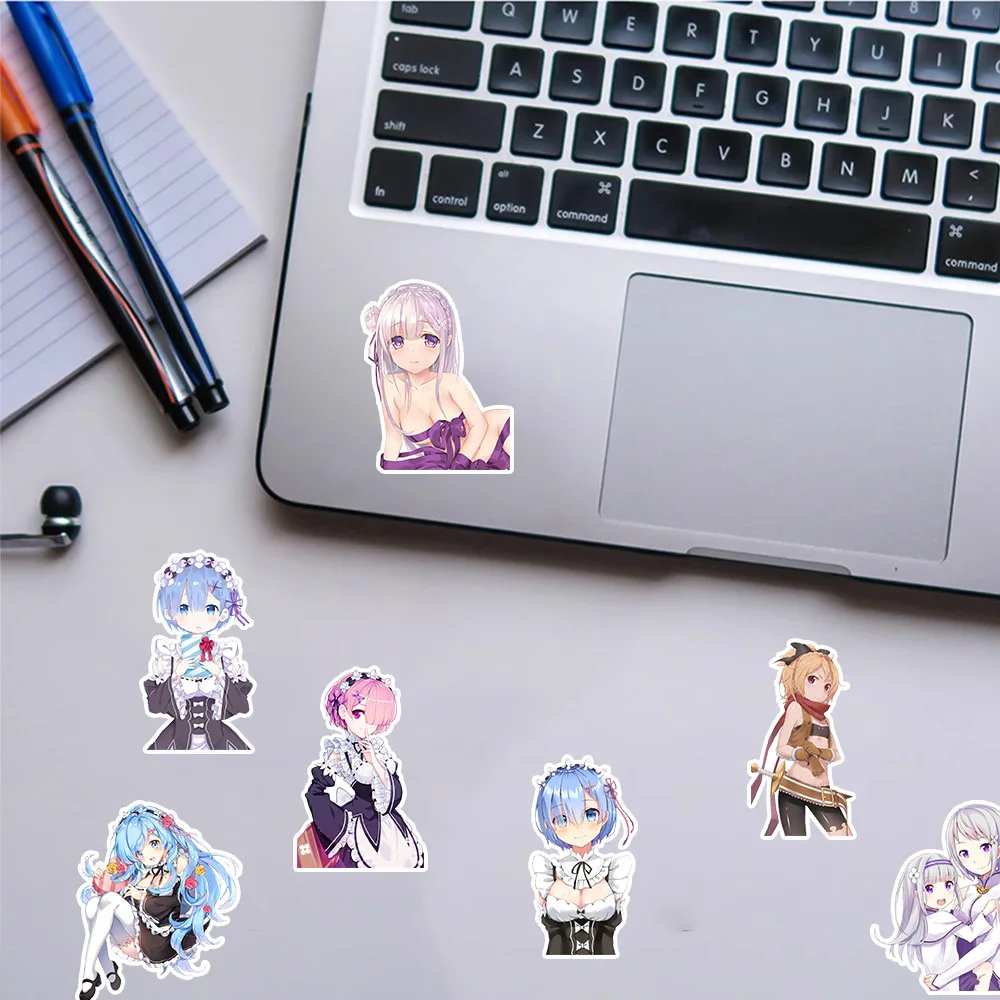 50PCS Re ZERO Starting Life in Another World Sticker Rem Ram Cartoon Decoration ACGN Anime Graffiti Laptop Guitar Car Bike Toys