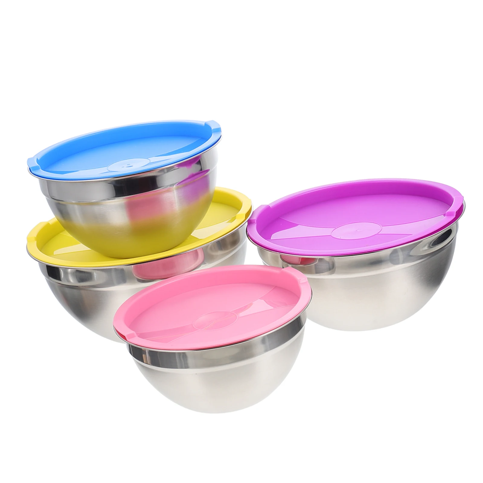 

4pcs Stainless Steel Mixing Bowls Set Kitchen Salad Bowl Nesting Serving Bowls Fruit Storage Easy Clean Home Bowl