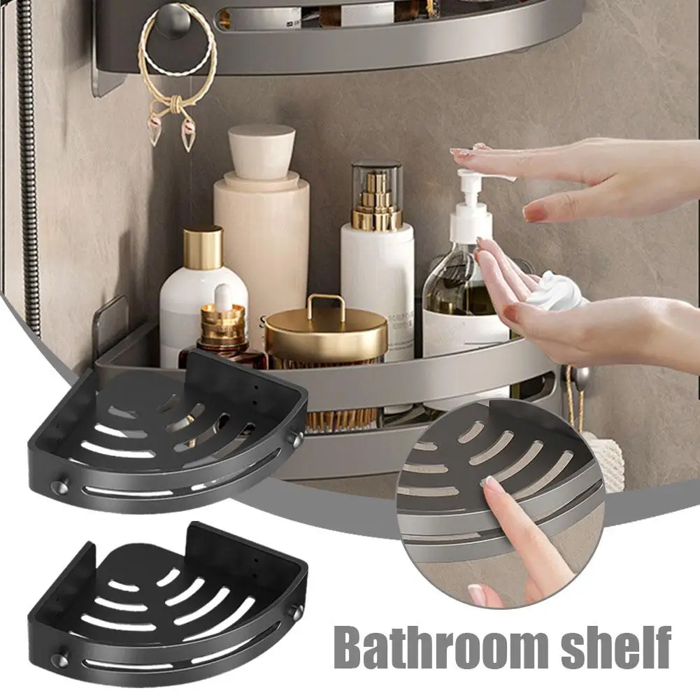 Triangle Bath Storage Wall Mount Toilet Bathroom Perforation-free Basket Wall Hanging Holder Storage Shelf Wall Plastic K1H1