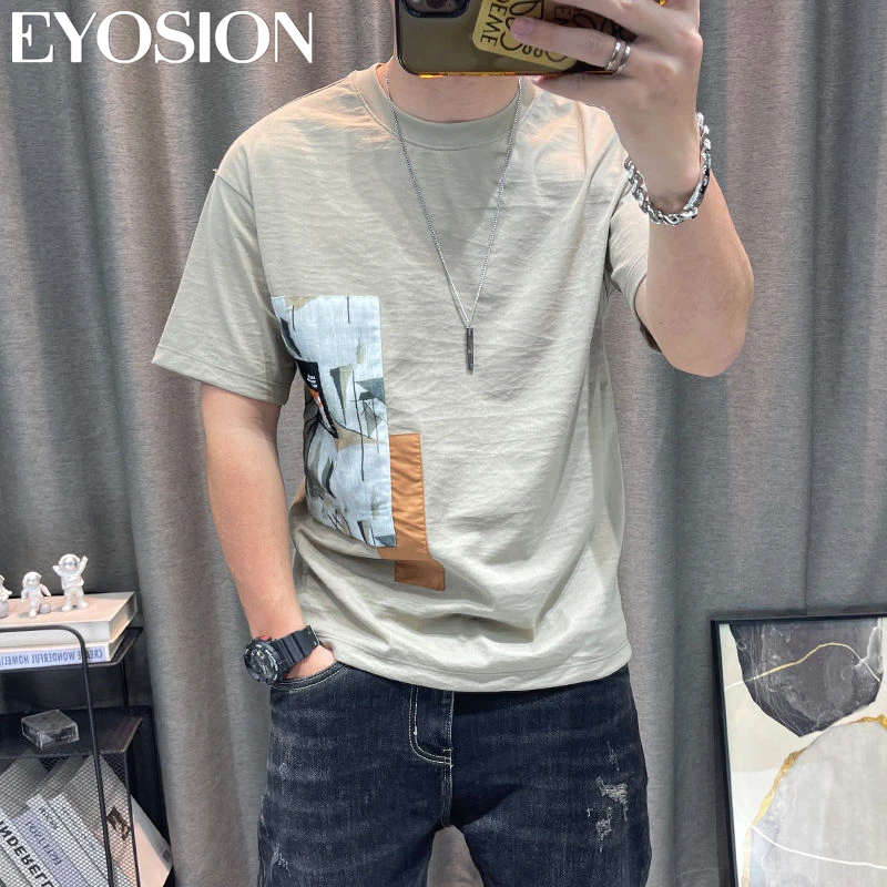 Men\'s Short Sleeve T-shirt 2023 O-Neck Fashion Korean Casual Print New Casual Pullover Half Sleeve Clothing Tee Shirt Tops M-5XL