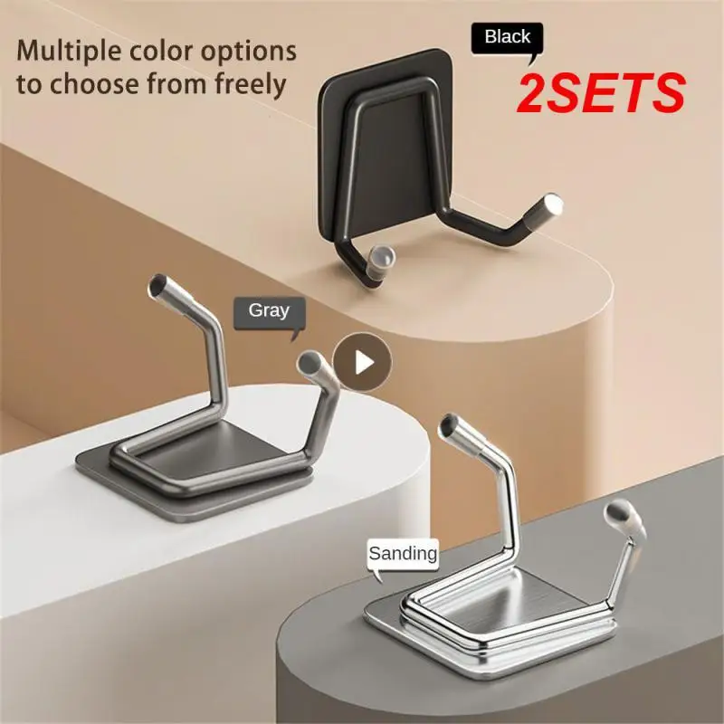 Crochet en acier inoxydable sans clous, crochet de porte sans perçage, sans perçage, humidité lisse, capacité de charge de bain, 2 ensembles