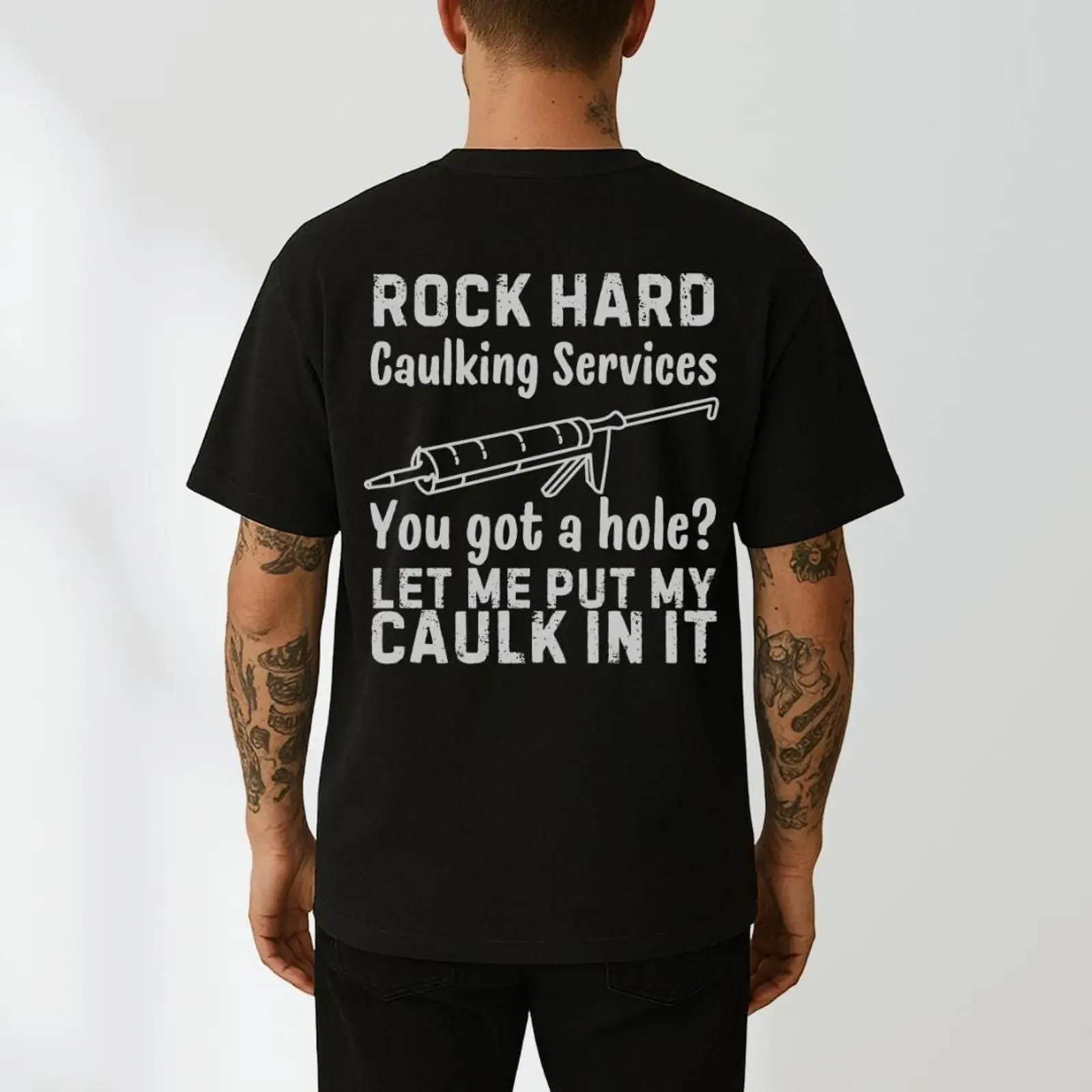 Rock Hard Caulking Services Funny Inappropriate Adult Humor T Shirt Sarcastic Dank Meme For Handyman Men vintage Washed