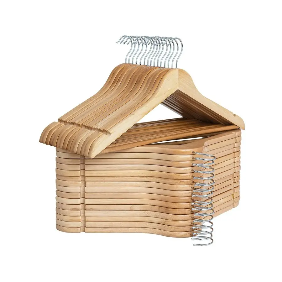 

Wooden Hangers 30 Pack, Wood Coat Hangers for Closet, Heavy Duty Clothes Hangers for Suits, Shirts, Pants, Jackets, Natural Wood