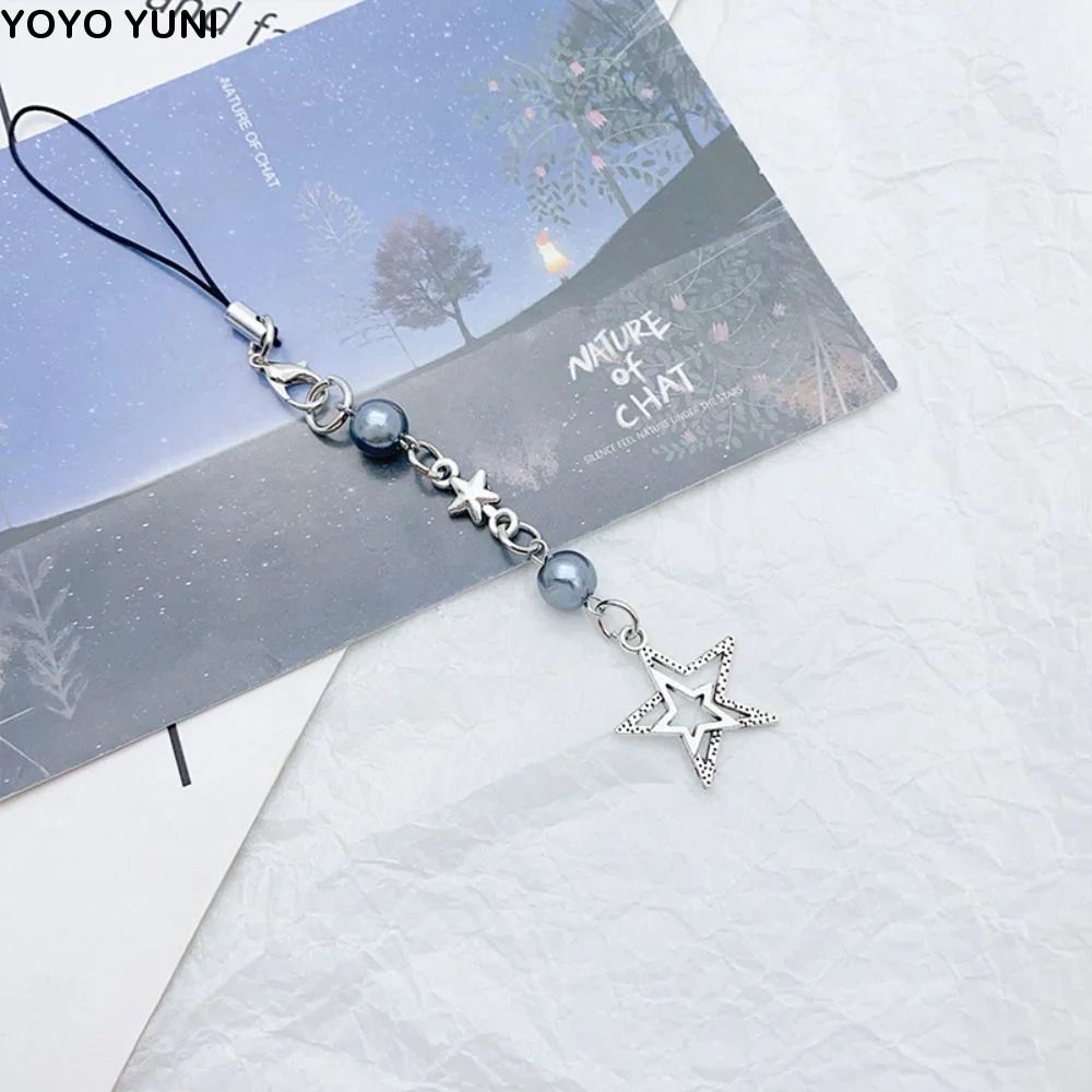 DIY Phone Key Cord Y2K Star Phone Chain Phone Charm Star Beaded Phone Lanyard Beaded Sweet Girl Y2K Key Chain Earphone Case