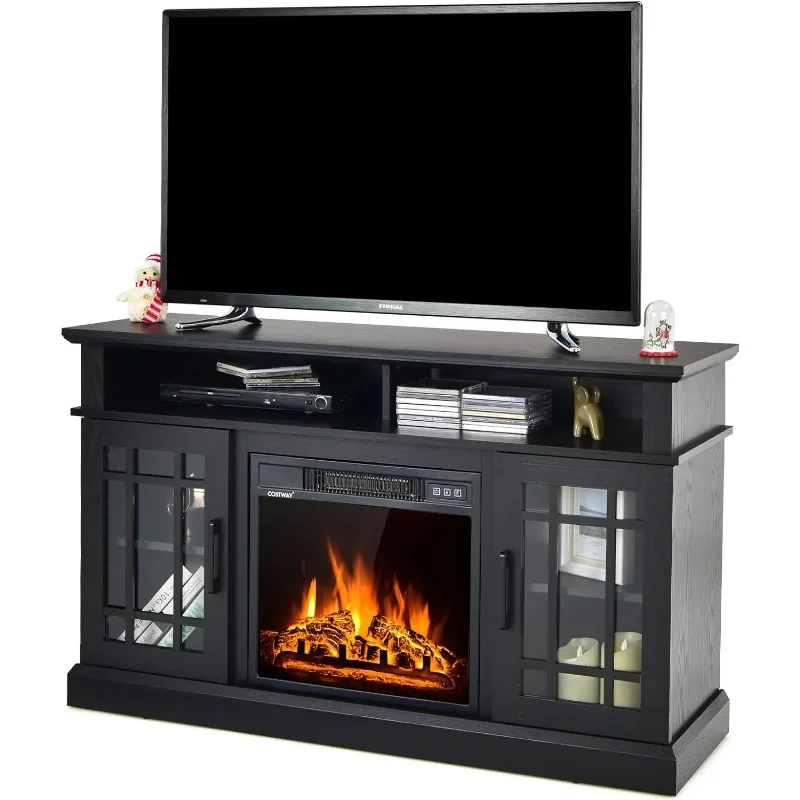 

Electric Fireplace TV Stand with Remote Control, 48 inch TV Stand with Fireplace Heater, Multifunctional Console Table