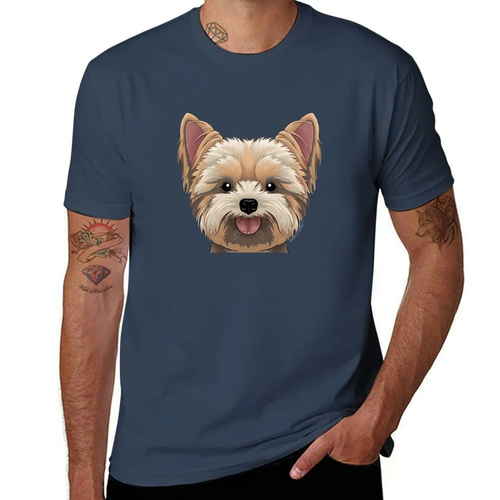 

Peeking Yorkie T-Shirt man t shirt cotton high quality t shirt personalised t shirt for man 100 percent cotton T-Shirt