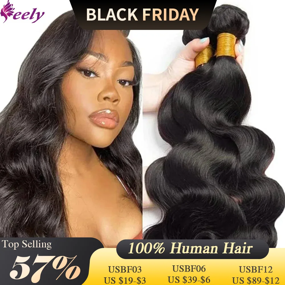 Extensiones de cabello humano ondulado para mujer, mechones de cabello 100% brasileño sin procesar, Color negro Natural, 28 y 30 pulgadas