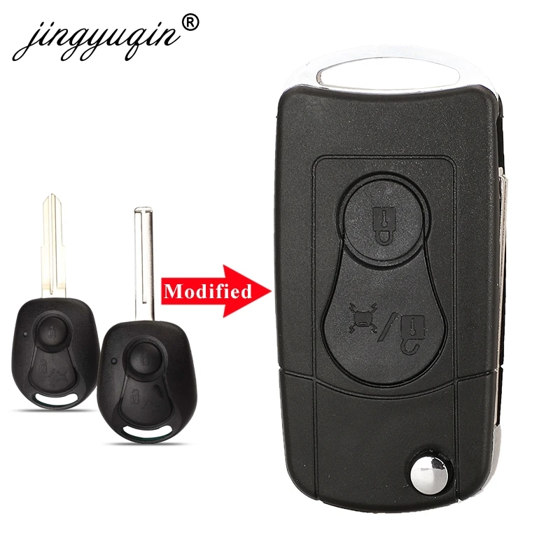 jingyuqin For Ssangyong Remote Modify Folding Flip Key Fob Shell Case 2 Button For Actyon SUV Kyron Rexton Car Styling Upgrade