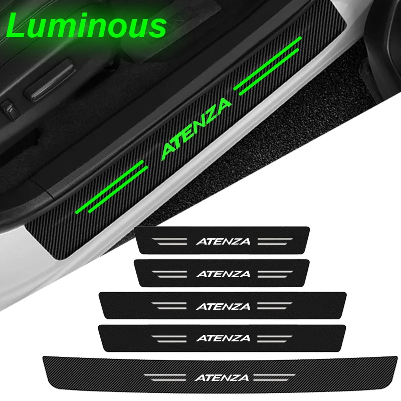 Luminous Carbon Fiber Stickers for Mazda ATENZA Logo Rear Trunk Bumper Door Sill Threshold Tape Scuff Scratch Decals Accessories