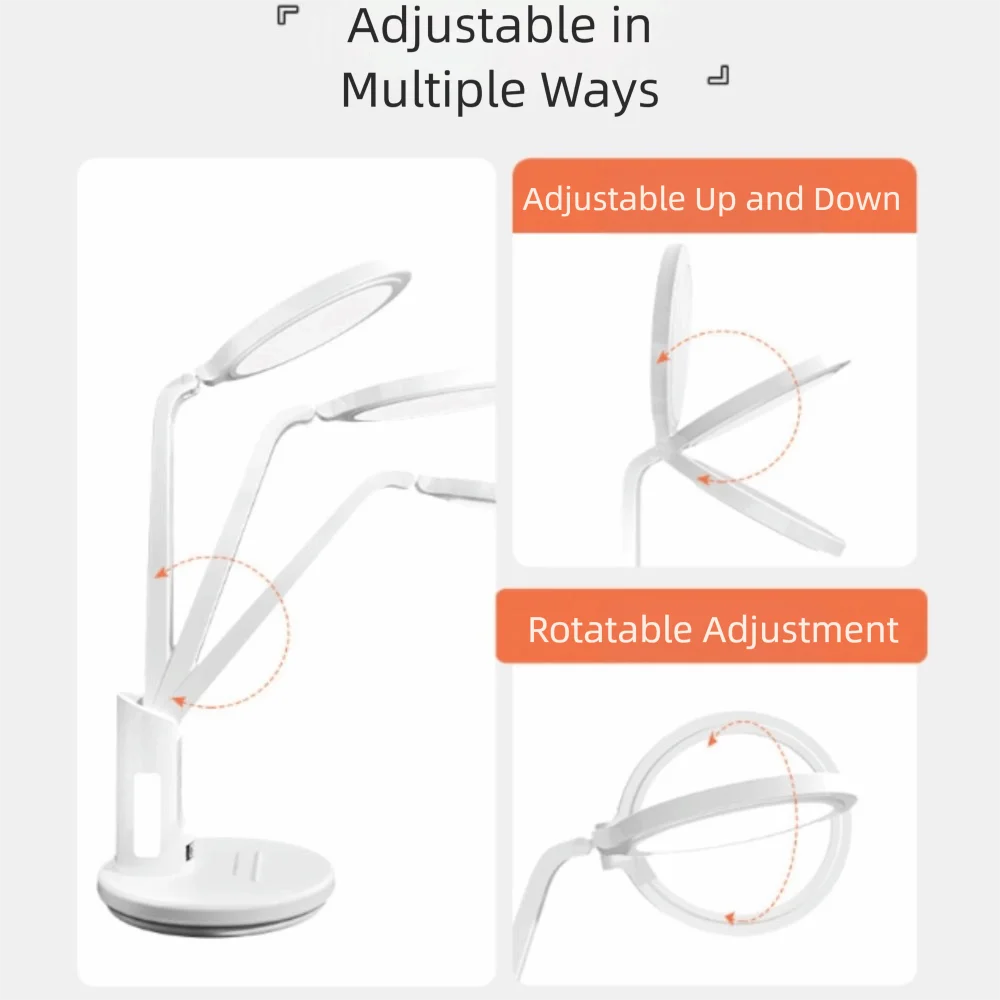 الطيف الكامل LED ساعة الجدول مصباح المكونات في تصميم القراءة ضوء USB مصباح قابل للشحن حماية العين ضوء الليل مصباح قابل للطي