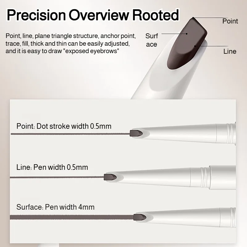 قلم حواجب مزدوج الأطراف مقاوم للماء ومقاوم للتلطخ ومحسن للحواجب ذو مظهر طبيعي بري مع فرشاة أداة مكياج تدوم طويلاً