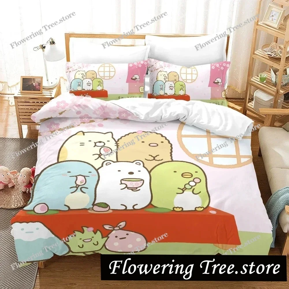 Anime Sumikko Gurashi Cartoon Bedding Set Duvet Cover Bed Set Quilt Cover Pillowcase Comforter king Queen Size Boys Adult