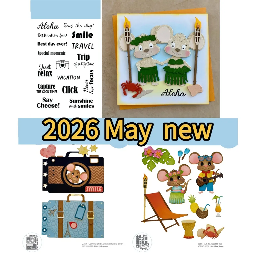 Troqueles de corte de metal nuevos 2026 con diseño de flores y ratones para manualidades DIY, álbumes de recortes, álbumes de fotos y decoración hecha a mano
