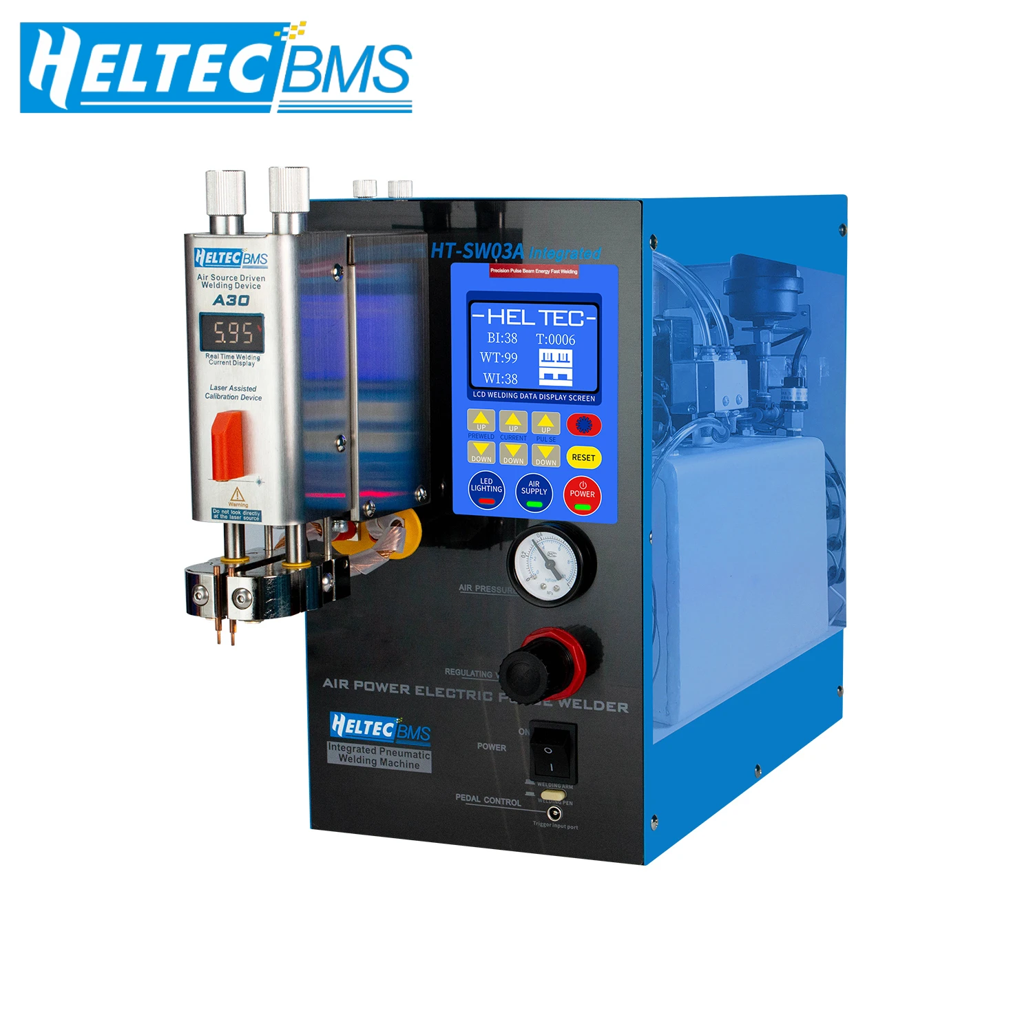 

Heltec 6000W 1200A Industrial Pneumatic battery cell Welding Machine Built-in Air Compressor Transformer portable Spot