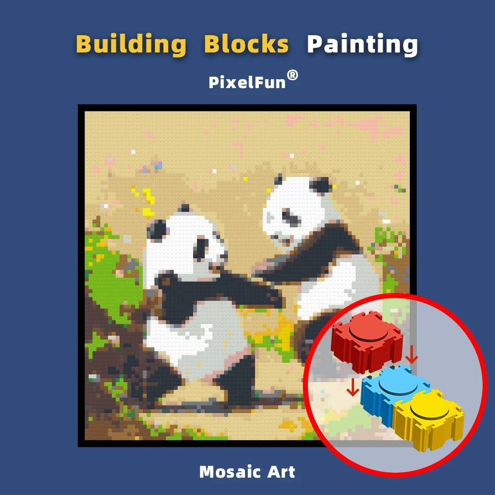 Pixelated Panda DIY Building Block Painting With Mosaic Pixel Art Style Decoration Birthday Christmas Gifts Finish At Home Toys