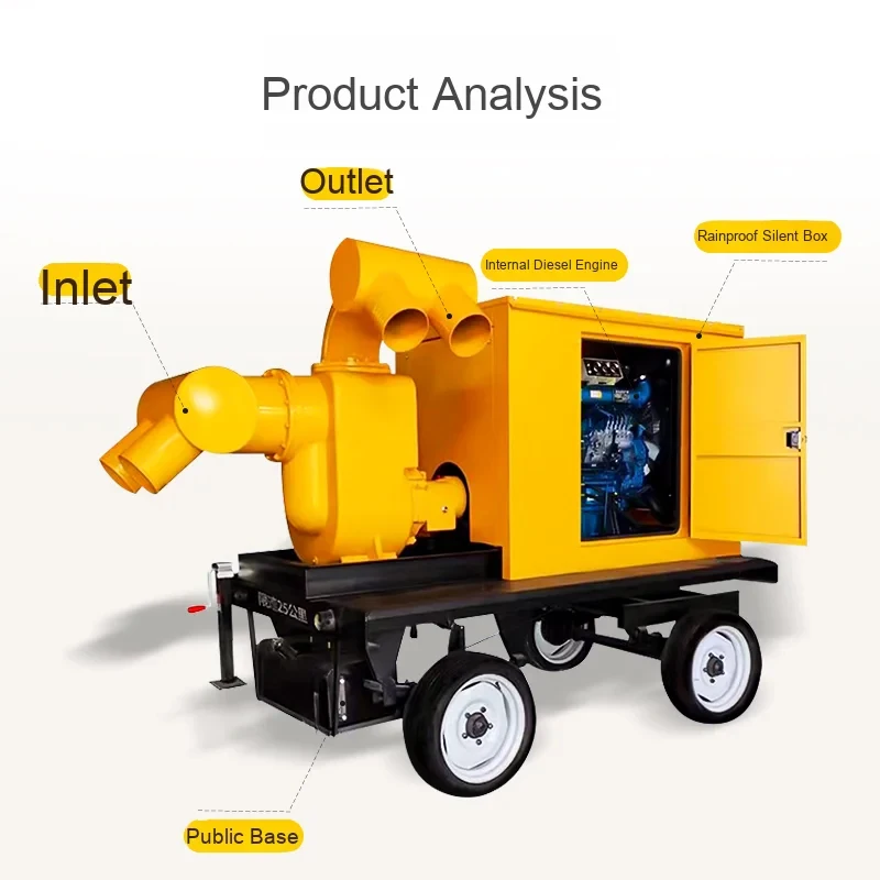 Large Flow D-iel Engine Mobile Truck Self-Priming Pump Trailer Flood Control Drainage & Drought