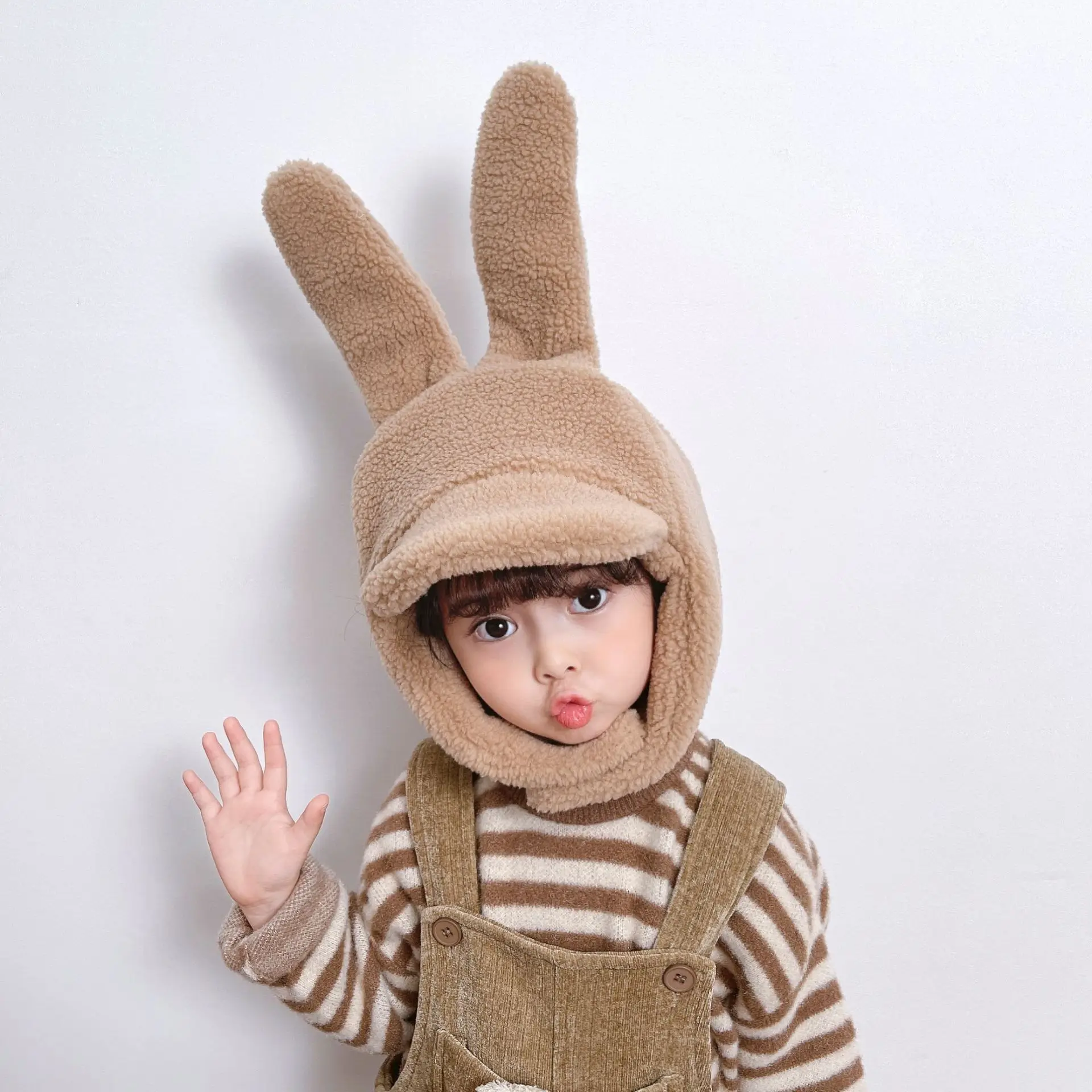 

Children's Hat Autumn and Winter New Western Style Long Ears Warm with Velvet Korean Style Hat