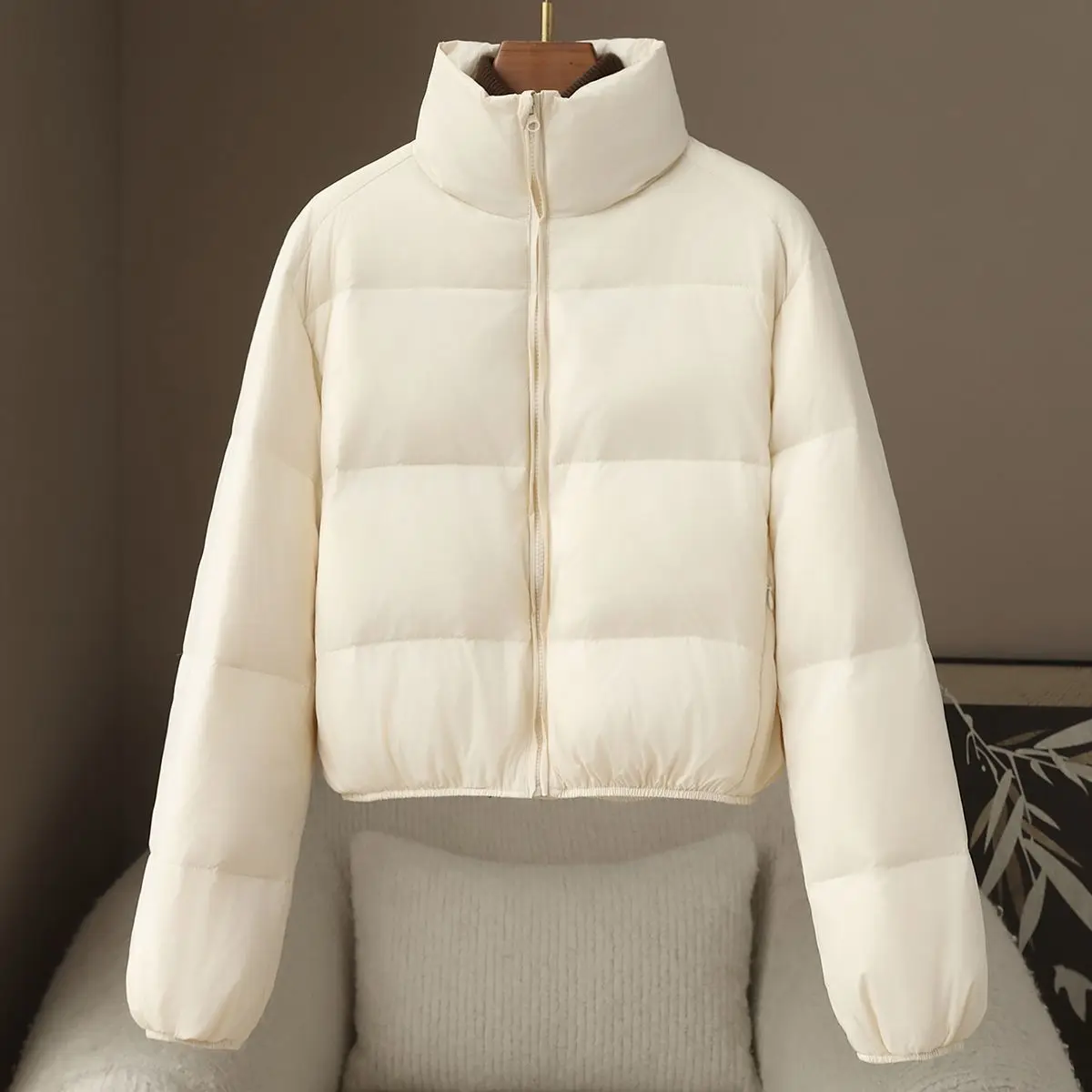 Spring 90 White Duck Down Jacket Women's Stand Up Collar Warm Bread Coat