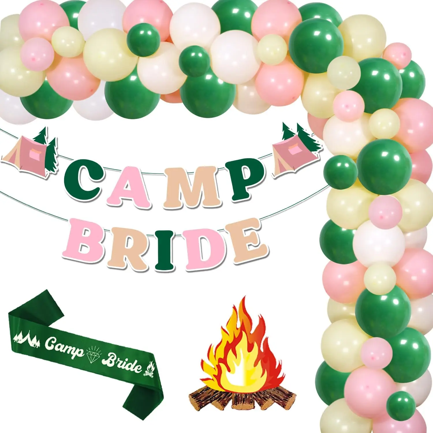 

Camp Bride Bachelorette Party Decor Pink Green Camp Bride Banner Balloon Garland Arch Kit Bridal Shower Engagement Party Supplie