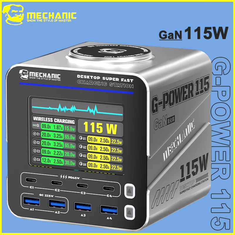

MECHANIC G-POWER 115/160 Вт 8 + 1 пост GaN быстрое зарядное устройство PD QC 4C4A для IPhone Android ремонт электронного оборудования инструмент для быстрой зарядки