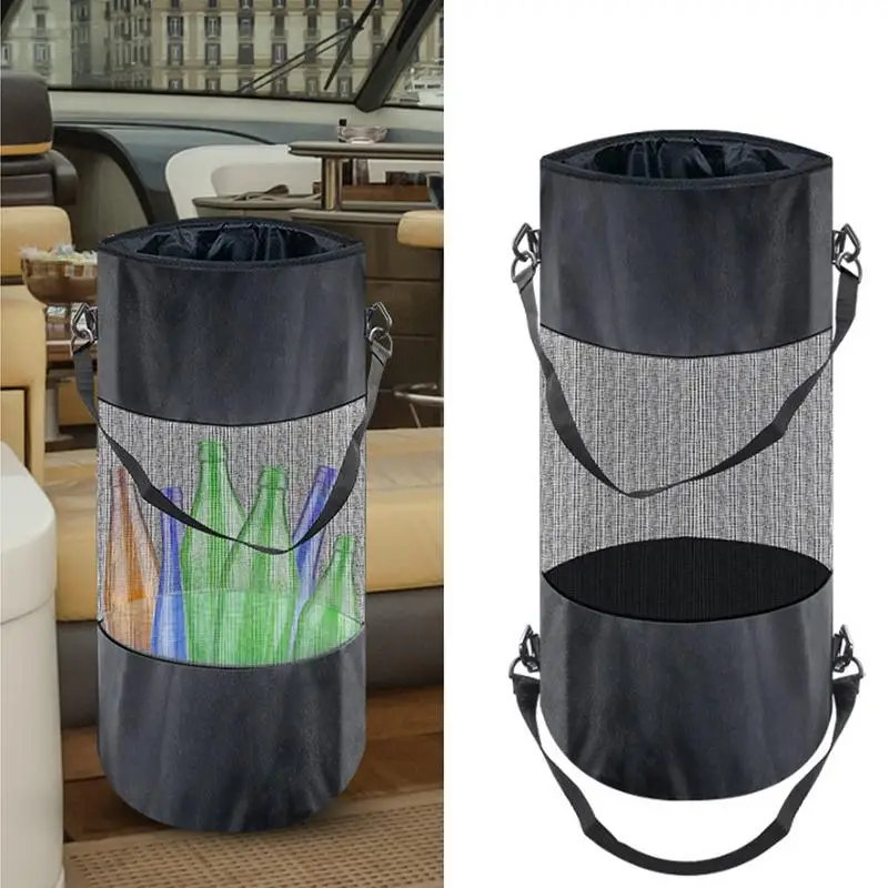 Boating Trash Bags Portable Garbage Storage Bin With Drawstring Lid Pontoon Boat Trash Organizer Boating Accessories for Marine