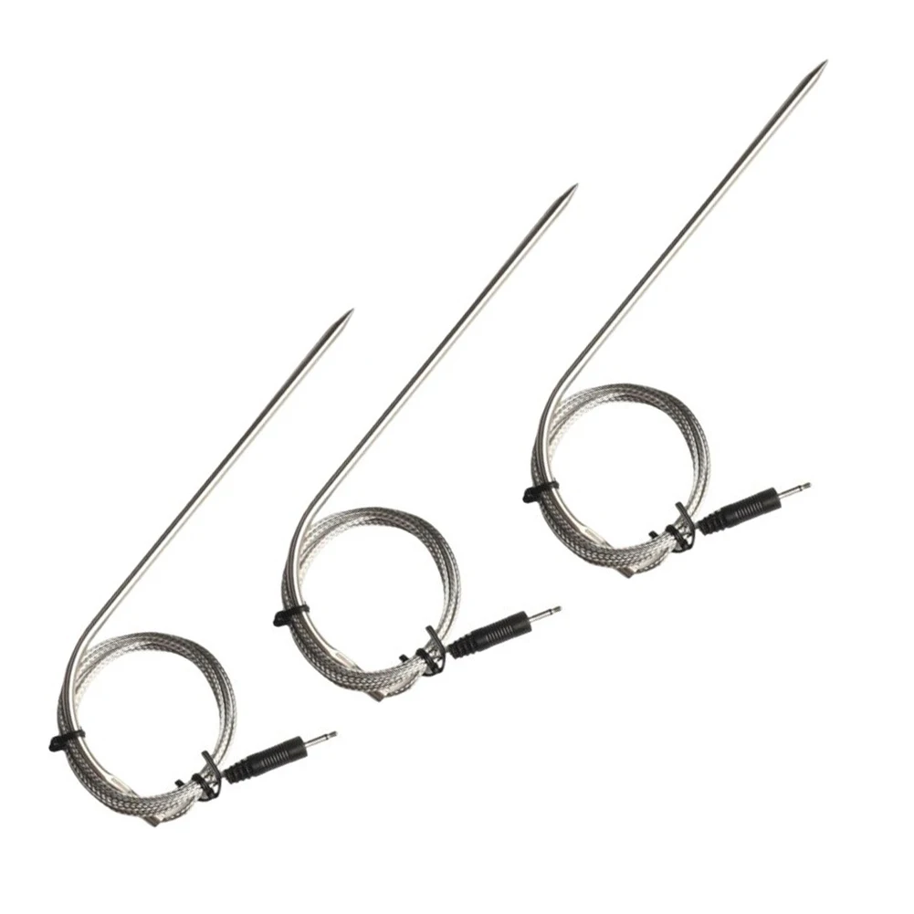 For BBQ Thermometer Spare Probe Sensor 3 PCS for 0-300C Range and Continuous 0-250C Monitoring with 130cm Probe Length