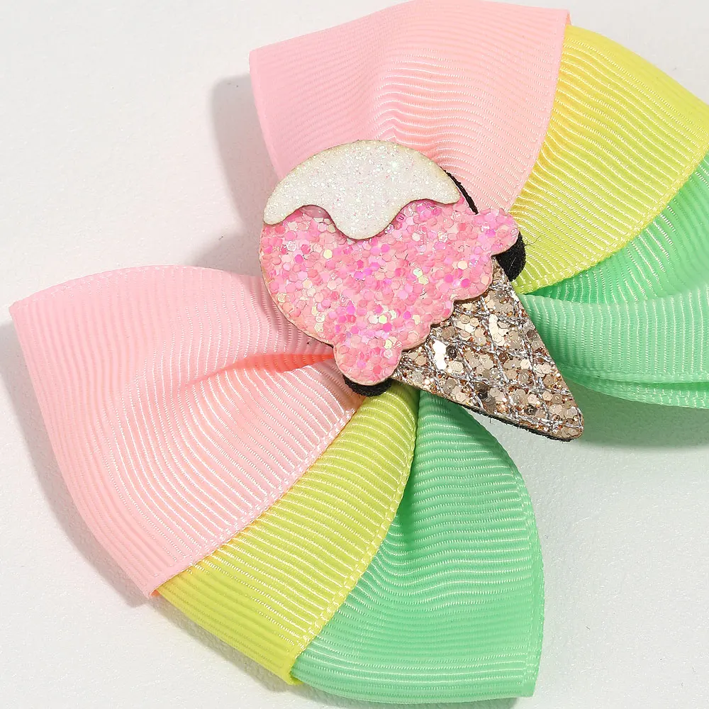 2pcs Ice Cream Hair Clips for Girls Glitter Sequin Bow Hairpin Children Fashion Cute Barrettes Kids Boutique Hair Accessories