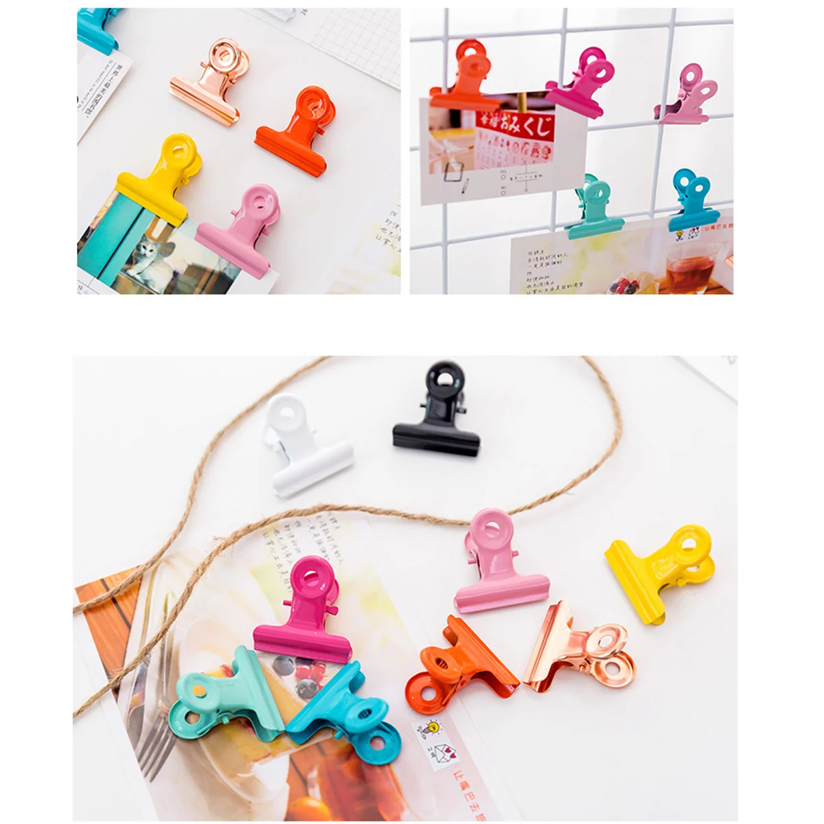 

10 pcs Round Clips Metal Candy Color For Pictures Files Tickets Office Organizer Paper Fasteners File Clips