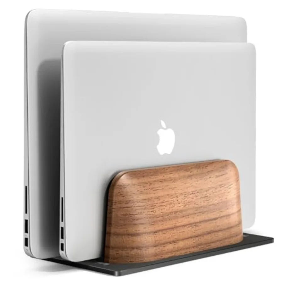

Vertical Laptop Stand Dual Slot Wooden Laptop Holder Vertical for Desk Width Adjustable Dock for MacBook Pro and Other Laptops
