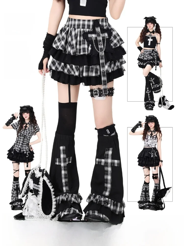 Crazygirl Original Y2K Plaid High Waist Cake Skirt Women's Design High Waist  Skirt for Young Girls Summer Collection