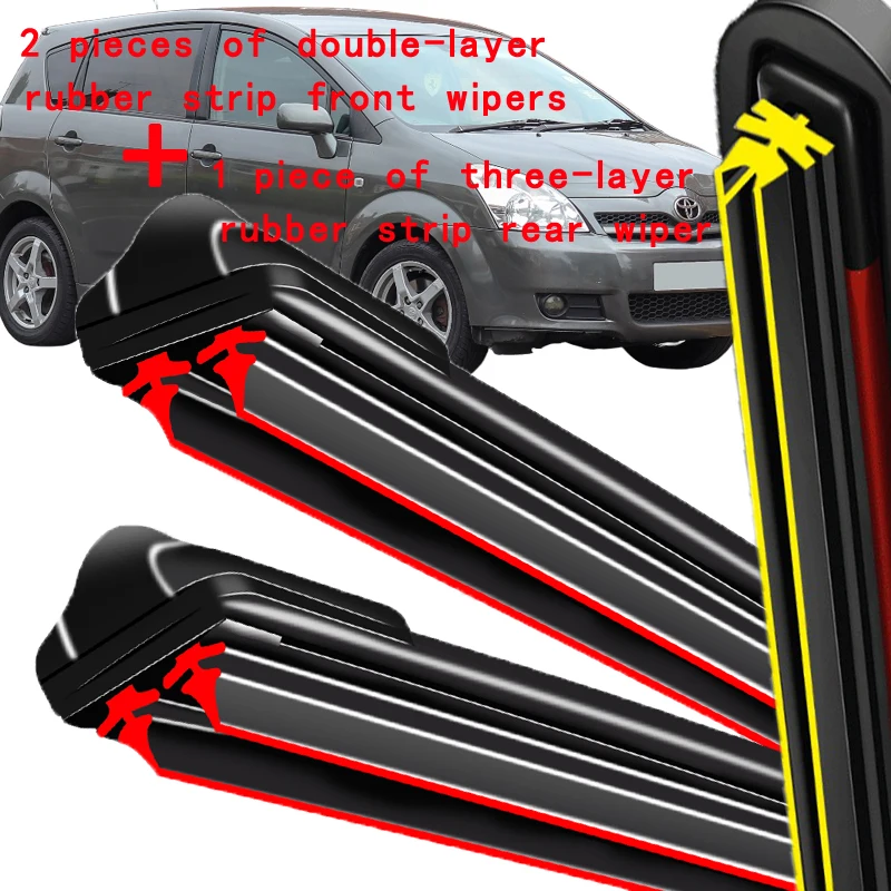

For Toyota Corolla Verso 2004-2009 2005 2006 2007 2008 Wiper Front & Rear Wiper Blades Windshield Windscreen Window 26"+16"+11"