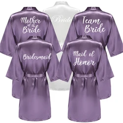 Wedding Bride Bridesmaid Robe Dressing Gown Sexy Women Bathrobe Nightgown Short Sleepwear Mother Maid of Honor Kimono