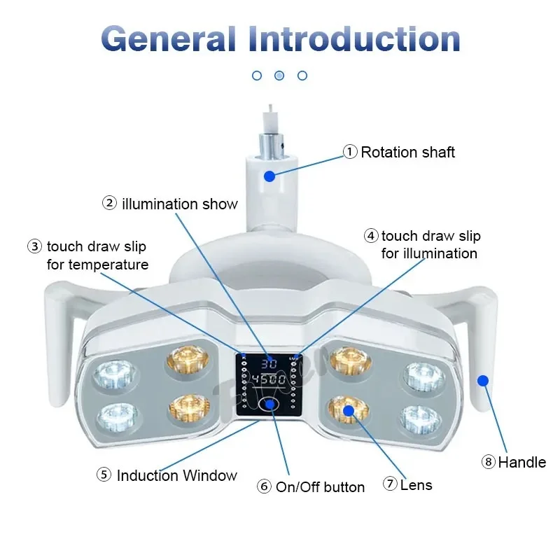 New Dental Operating Lamp Is Used For Dental Chair Lighting, Induction And Touch Screen Key Adjustment, Yellow+Whit Light