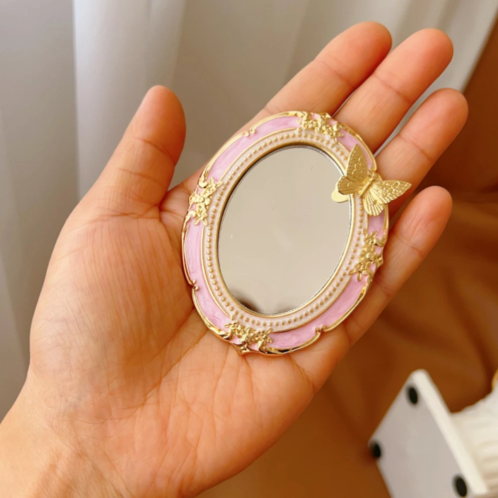 Exquisite Butterfly Makeup Mirrors Retro European-style Relief Hand Mirror Portable Makeup Mirror Home Room Decoration Gift