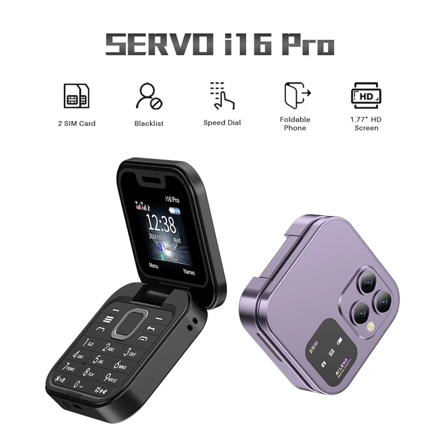 SERVO 2025 New Mini Flip Mobile Phone FM Radio Magic Voice Blacklist Speed Dial Vibration 2SIM Card Small Display Foldable Phone SERVO 2025 New Mini Flip Mobile Phone FM Radio Magic Voice Blacklist Speed Dial Vibration 2SIM Card Small Display Foldable Phone