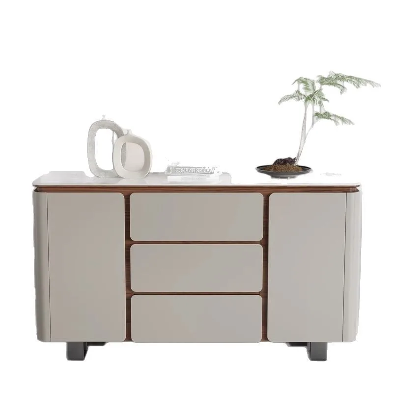 

The dining side cabinet is integrated against the wall, new light luxury entrance cabinet, modern simple small apartment