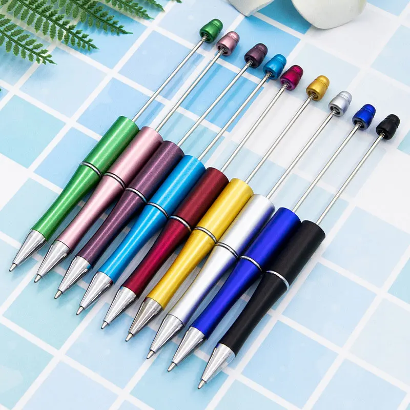 

125pcs Plastic Beadable Pen Bead Ballpoint Pen Assorted Bead Pen Shaft Black Ink Rollerball Pen