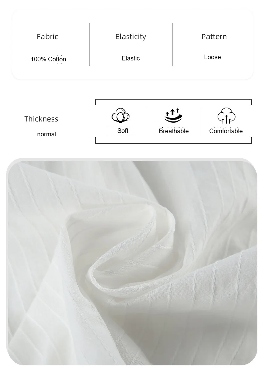 2026 European American Autumn Women's Loungewear Set White Pure Cotton Color Matching Long Sleeved Top Loose Trousers Pajamas