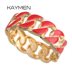 Luxury Wide Enameled Colourful Chunky Bangles Gold Plating Punk Hinge Spring Cuff Bracelet for Women Party Wedding Accessory