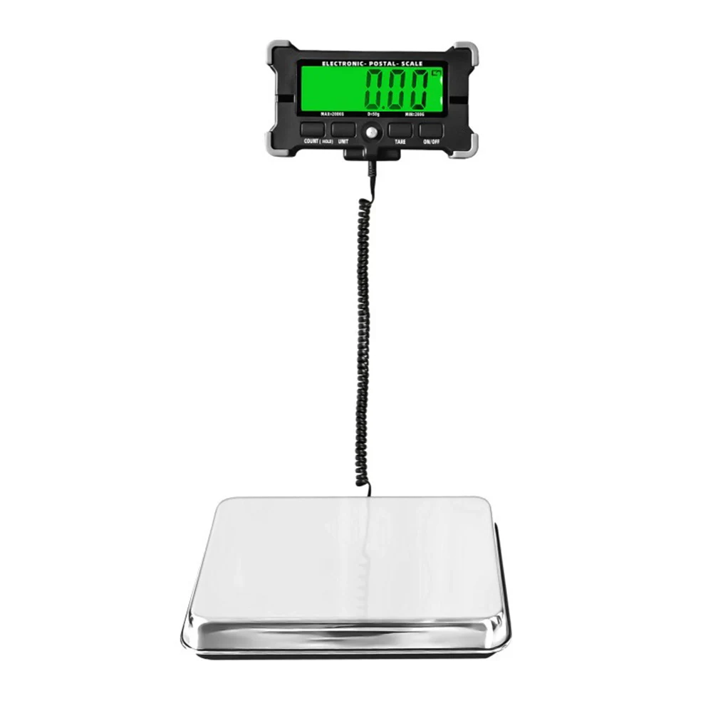 Báscula electrónica portátil de 200KG, balanza Digital LCD de acero inoxidable, plataforma grande, para almacén Postal Express