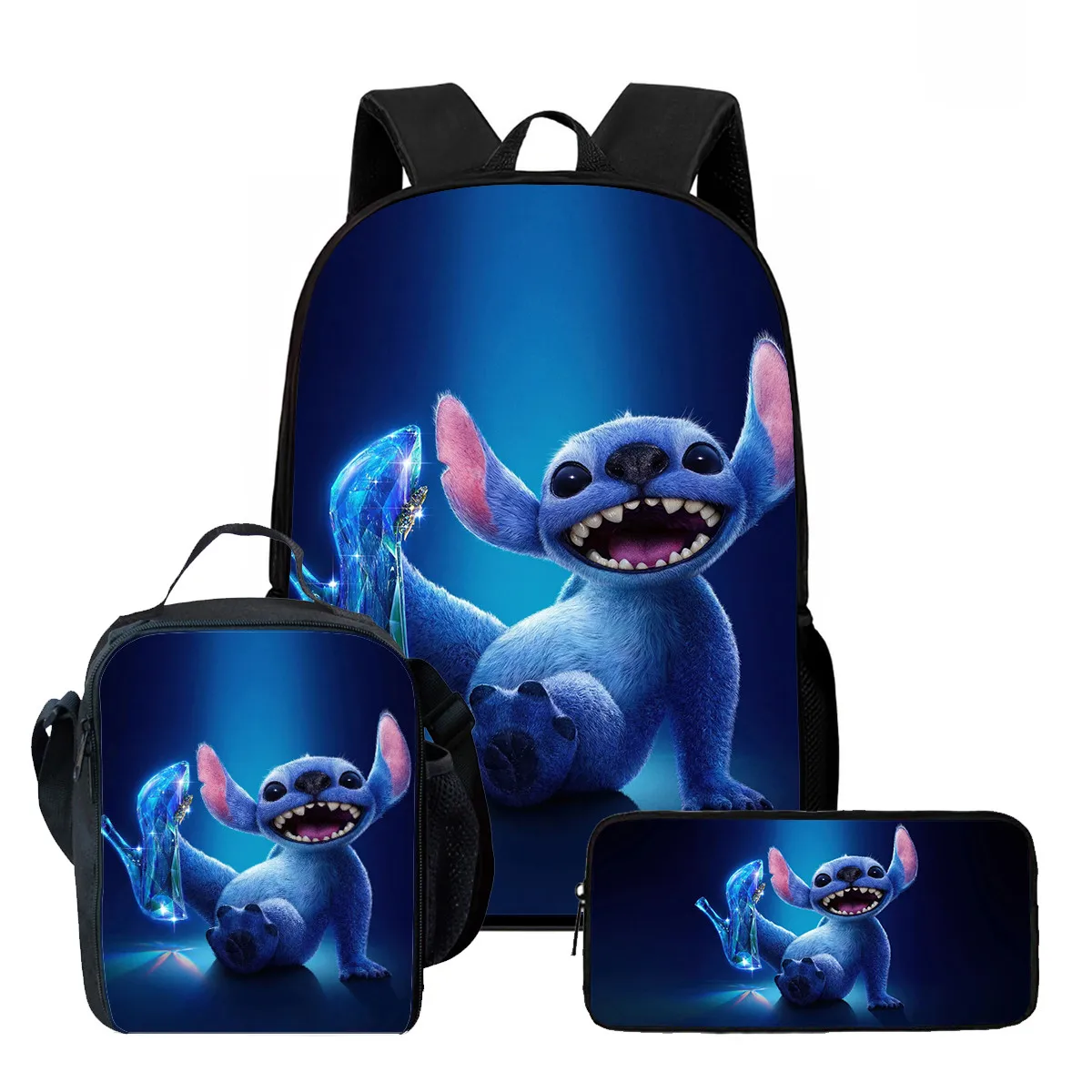 

pcs set Cartoon S-Stitche Child School Backpack with Lunch Bags ,Pencil Bags ,School Bags for Boys Girls Teenager Students