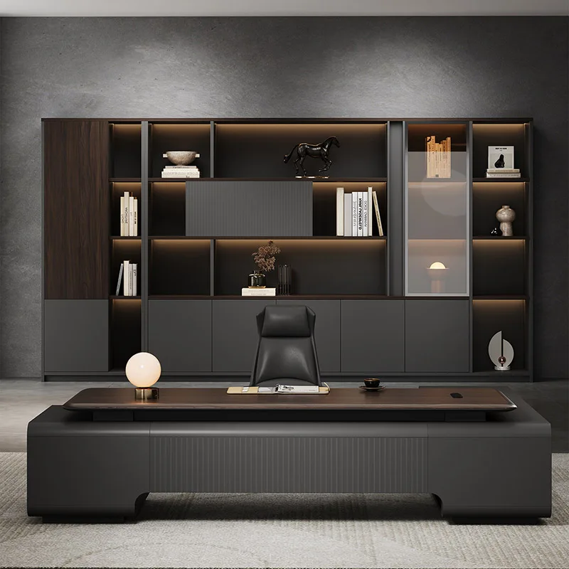 Study Wooden Office Desk Modern Computer Gaming Decoration Aesthetic Office Desk Design Shelves Escrivaninha Trendy Furniture
