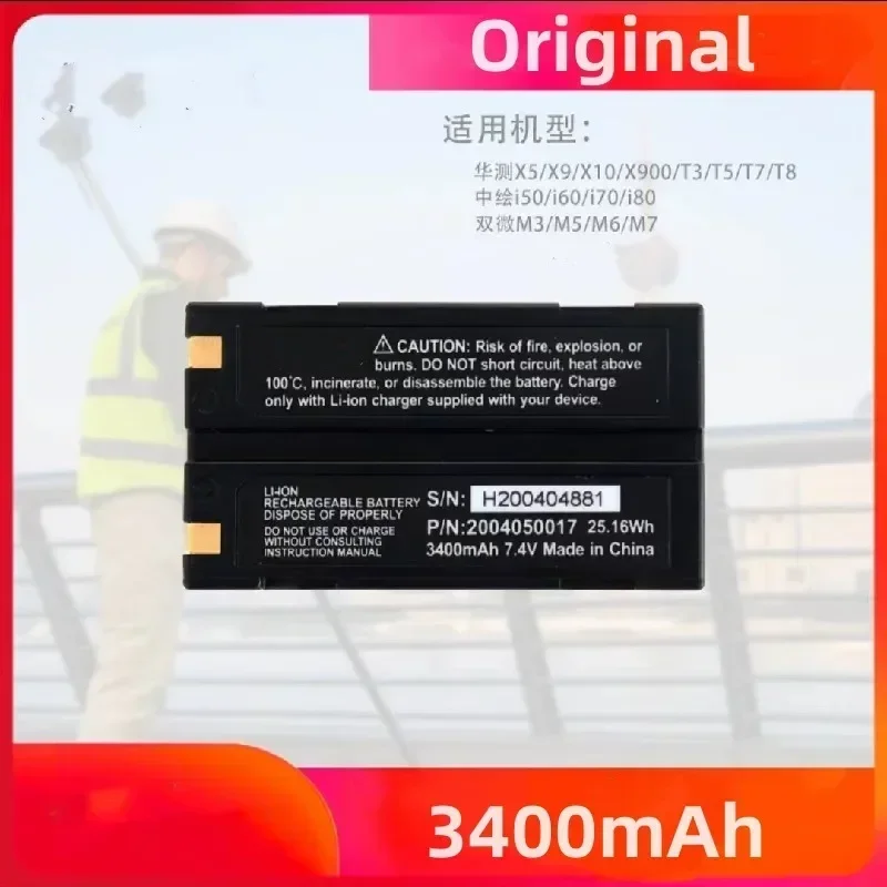 

100%Original 3400mAh for CHCNAV RTK X5 X9 X10 X12 X90 X91 X93 T3 T4 T5 T7 T8 M3 M5 M6 M7 I50 I60 I70 I80 GPS Host Battery