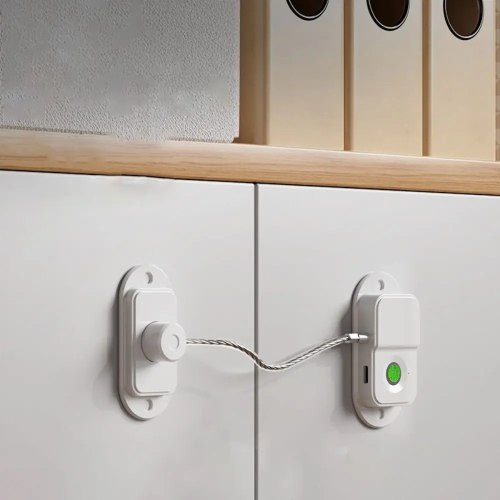 Stainless Steel Cable Rechargeable Fingerprint Lock Security Protection Fingerprint Recognition Child Safety Lock