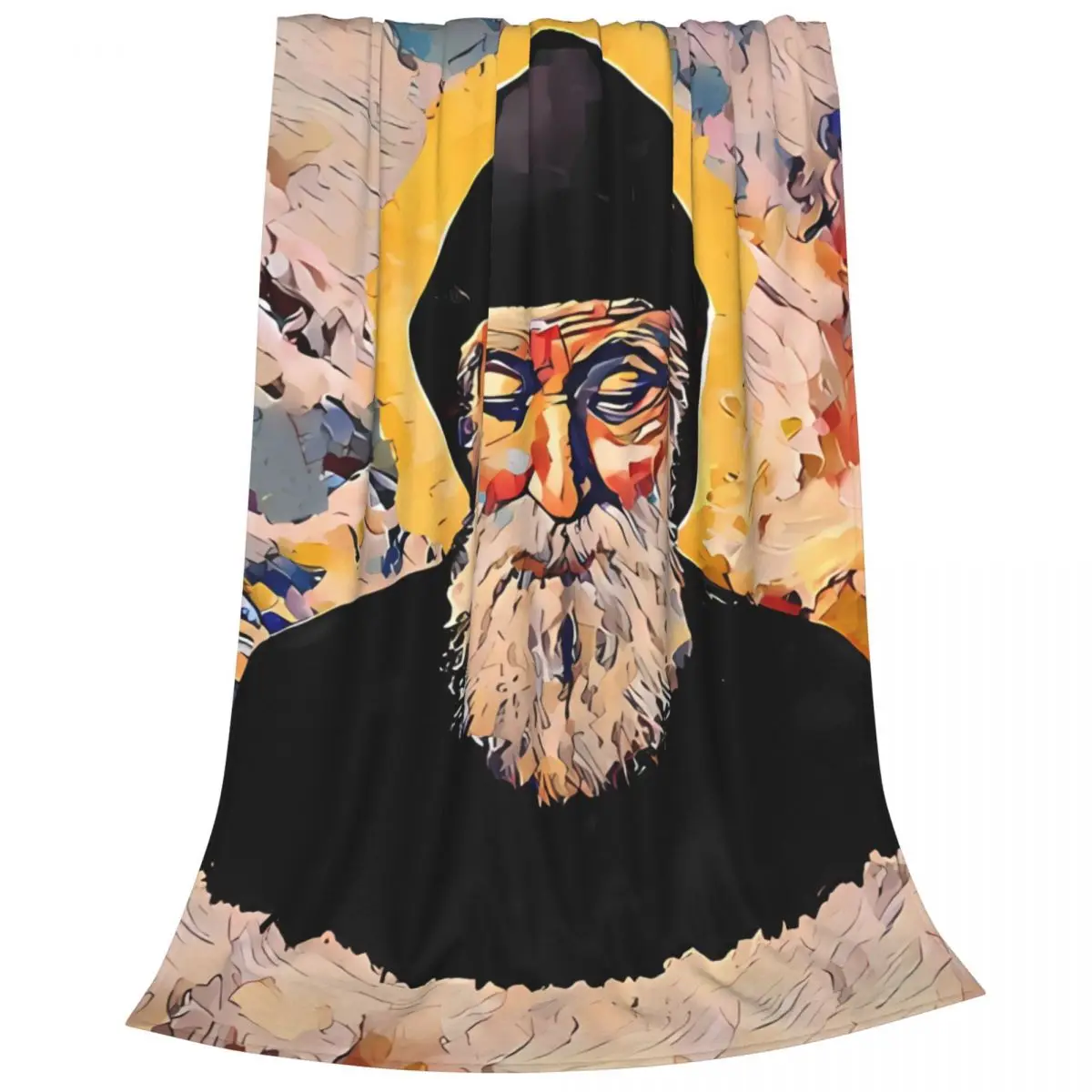 Saint Sharbel مار شربل Blanket Flange Textile Decor Portable Super Soft Throw Blankets for Home Office Plush Thin Quilt