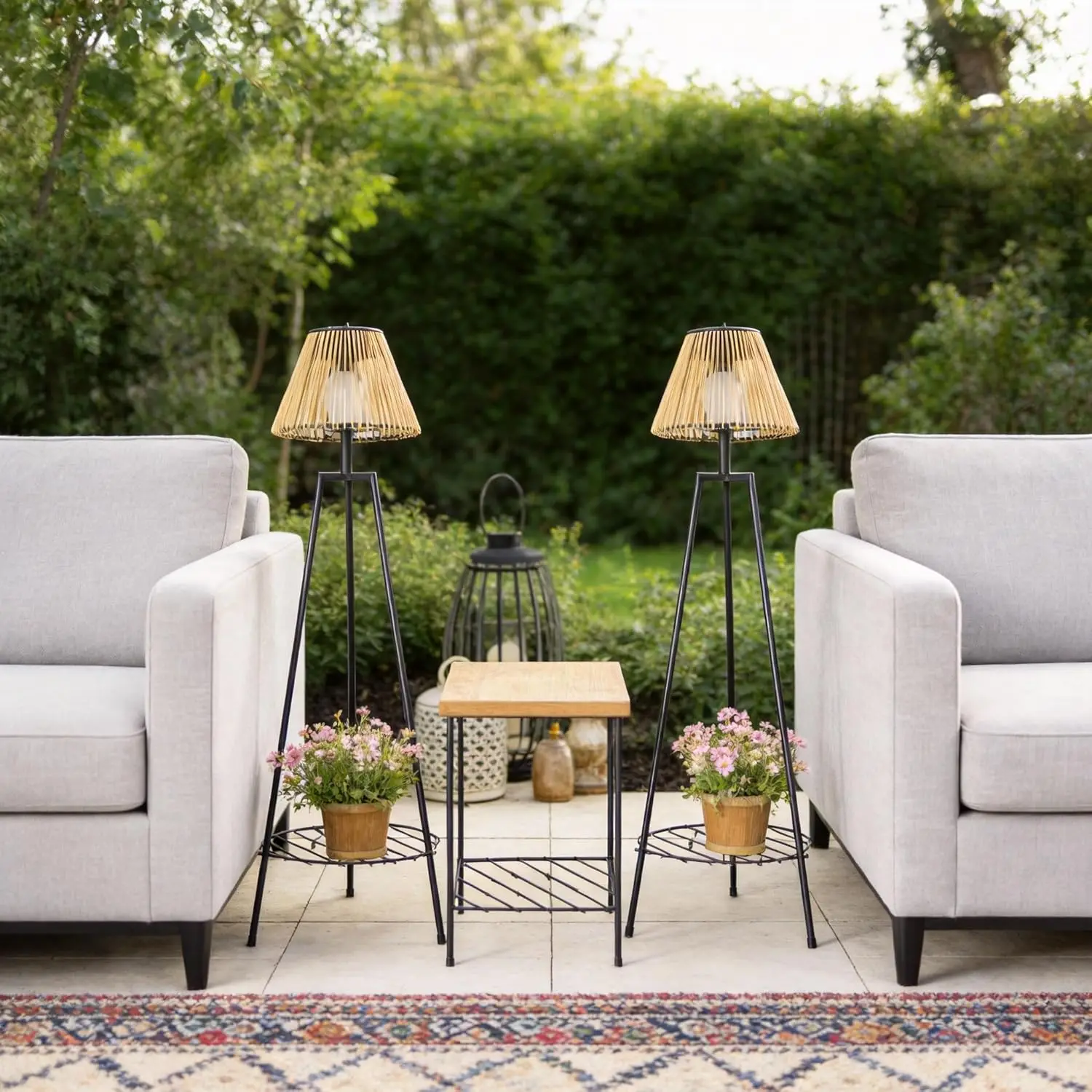 

Комплект из 2 уличных солнечных светильников-столбиков, 36 дюймов, водонепроницаемые, с подставкой для растений, от заката до рассвета