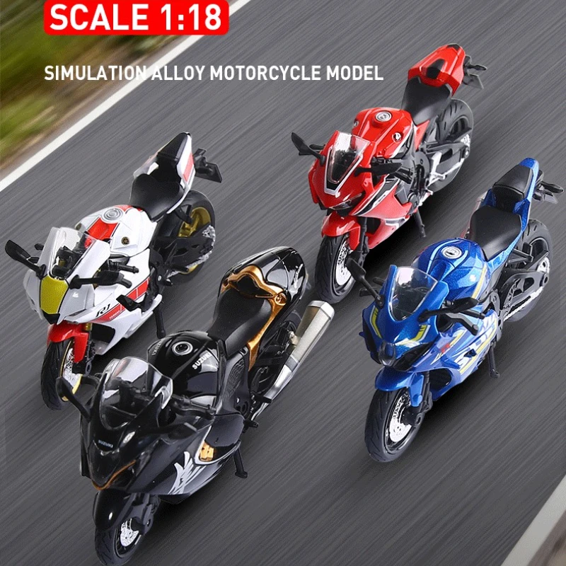 1: 18 Suzuki GSX1000 Alloy Motorcycle Children's Birthday Gift Early Education Toy High Detail Collection Ornament