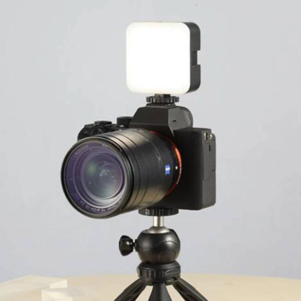 6000K LED Video Light Camera Fill Lights Lamp with 3 Cold Shoe Portable Photography Lighting Fill Light for Take Photos Videos