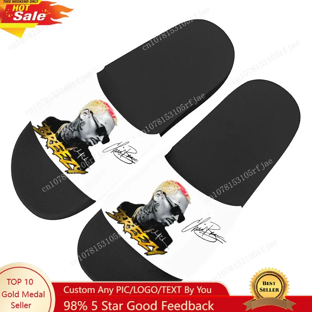 Chris Brown Hip hop Rap Rock Singer Slippers Home Water Shoes Mens Womens Outdoor Beach Pool Sandals Custom Summer Slipper