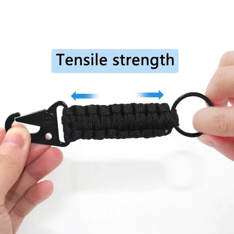 1-4pcs Paracord Keychain Ring Survival Kit Camping Carabiner Military Cord Rope With Clips Lanyard Emergency Knot Outdoor Tools - view 4